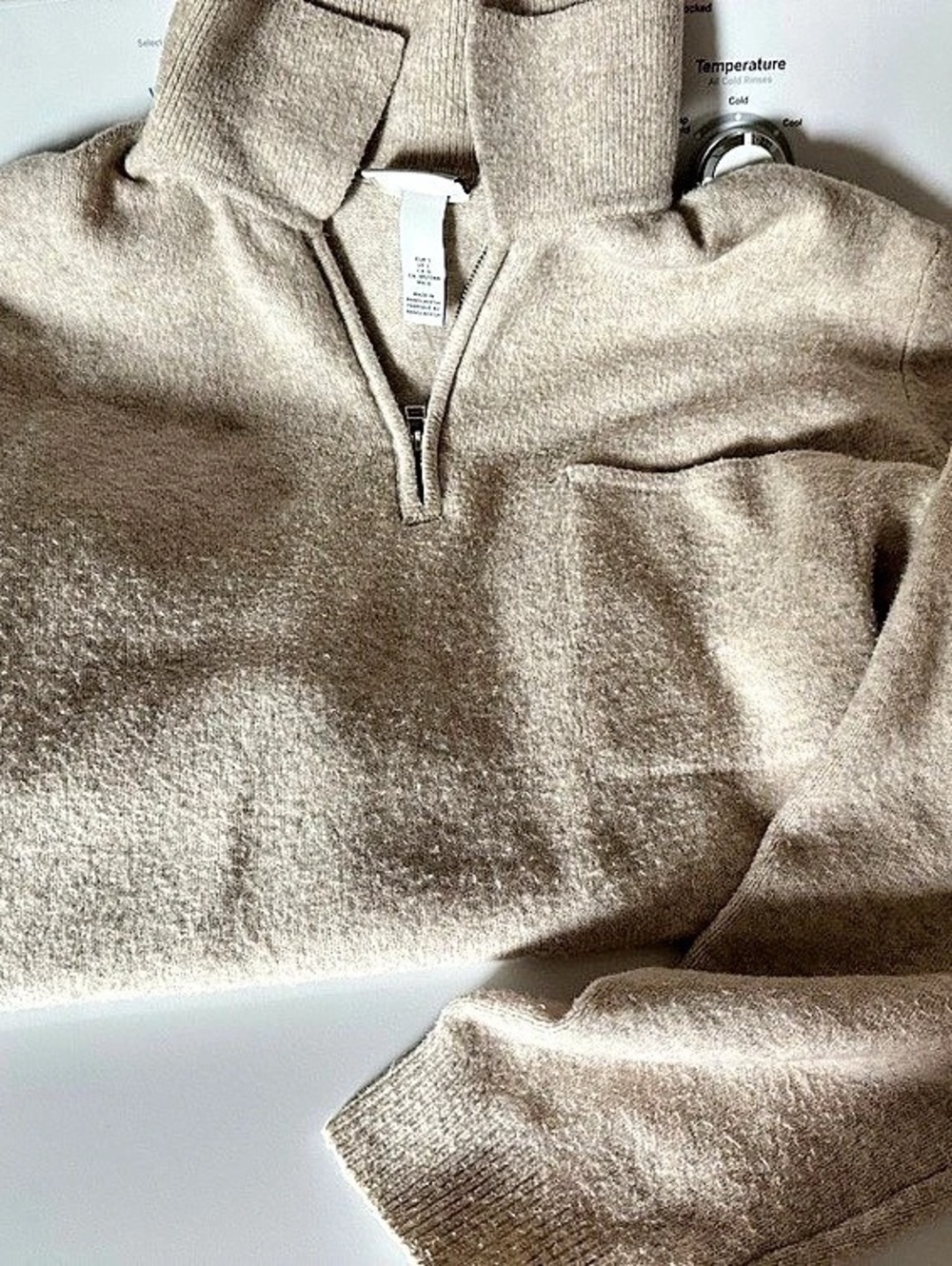 H&M Regular-Fit Half-Zip Sweater Men's Beige